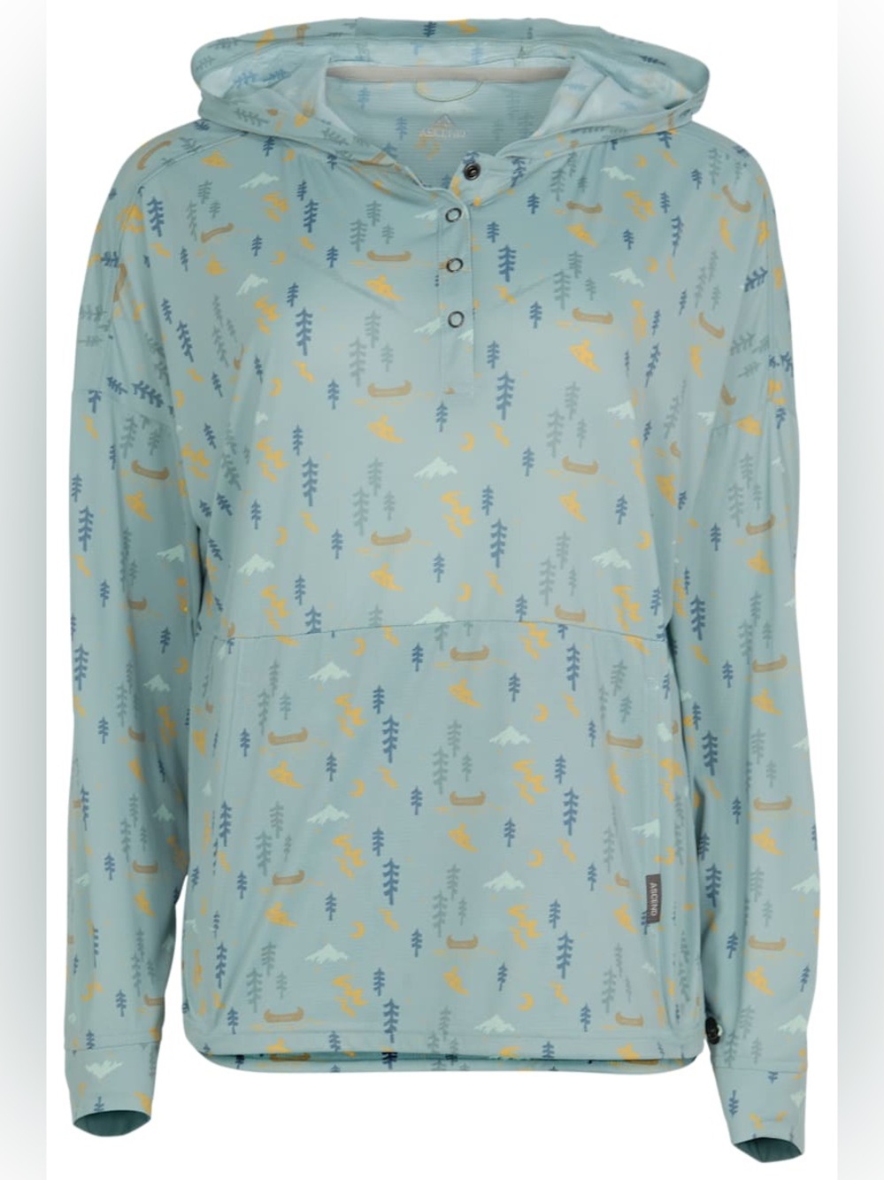 NWT Ascend 3D Cool Sun Hoodie - Slate Night Canoe Print - Med